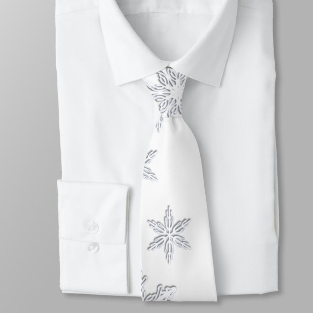 Christmas Snowflake Necktie | Zazzle | White & Silver | OS